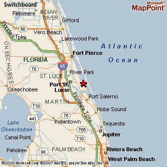 Map of Jensen Beach on Florida Map